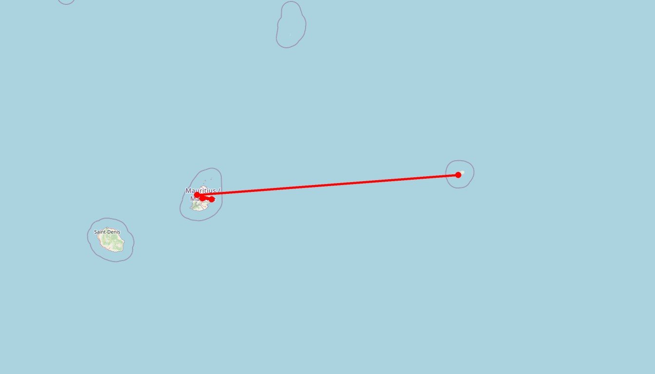 Carte de l'itinéraire du circuit Circuit Ile Maurice en Ile Maurice