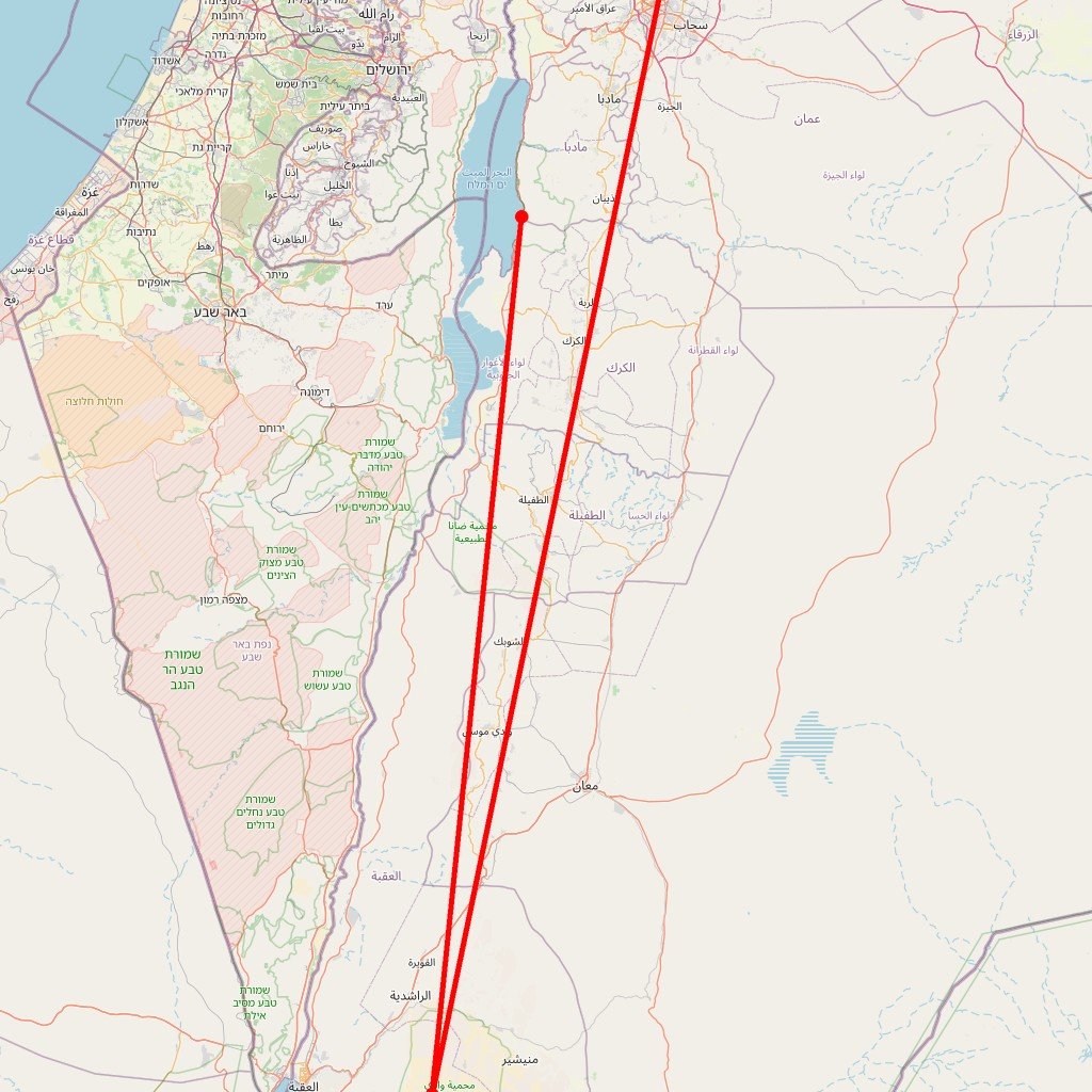 Carte de l'itinéraire du circuit Retour vers le passé en Jordanie