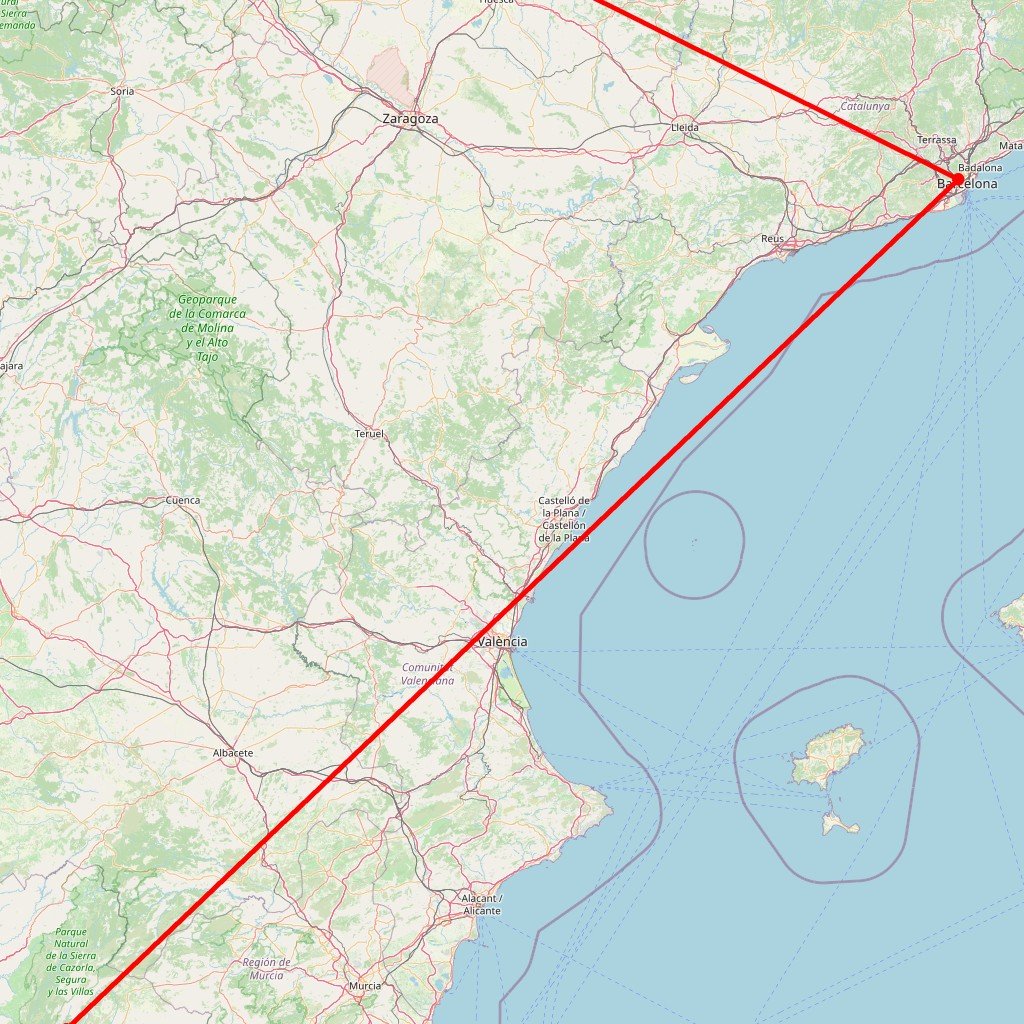 Carte de l'itinéraire du circuit De canyoning et d’eau fraîche en Espagne