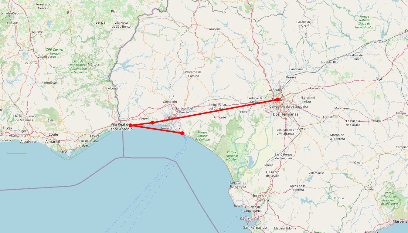 Carte de l'itinéraire du circuit Circuit Terres Andalouses en Espagne