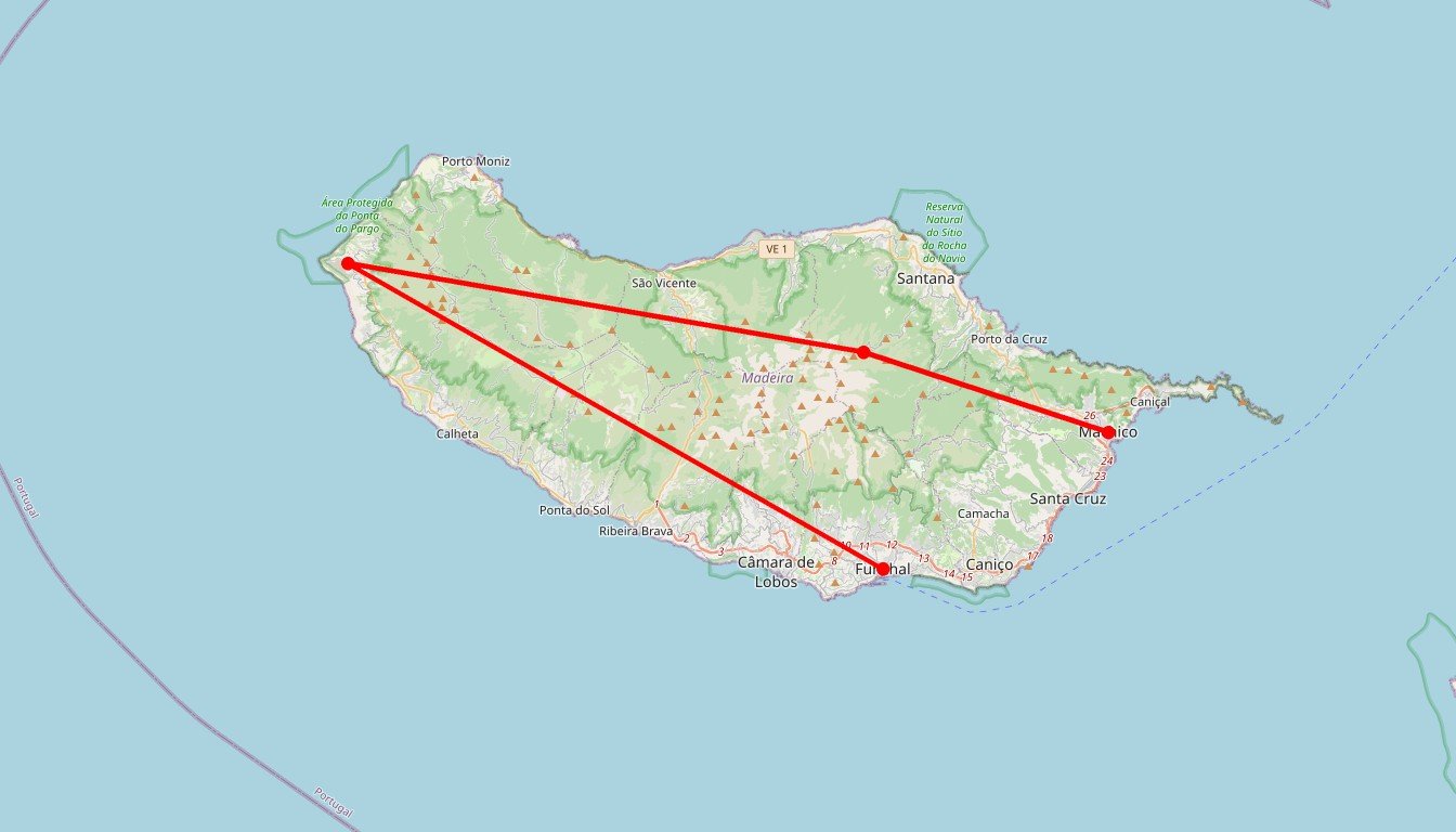Carte de l'itinéraire du circuit Circuit Madère en Portugal