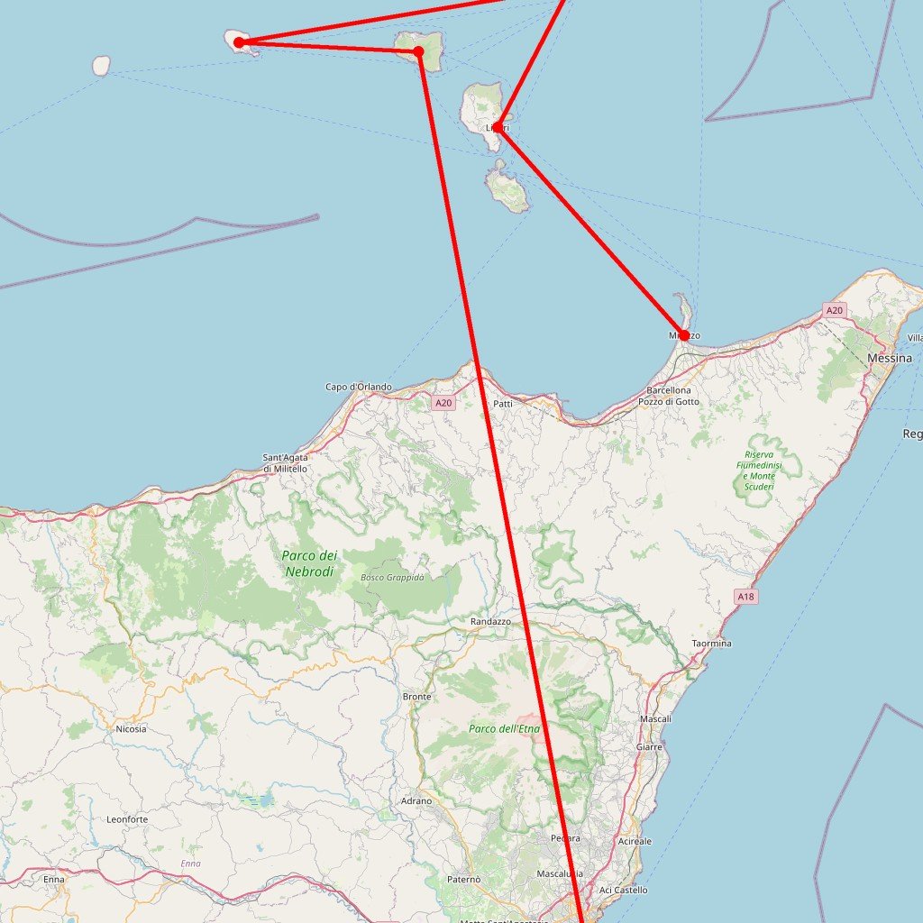 Carte de l'itinéraire du circuit Randonnée explosive en Italie