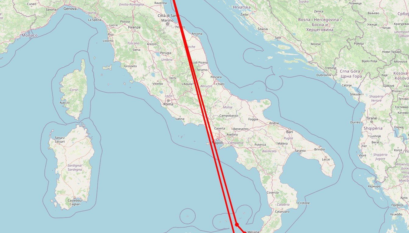 Carte de l'itinéraire du circuit Circuit Randonnée explosive en Italie