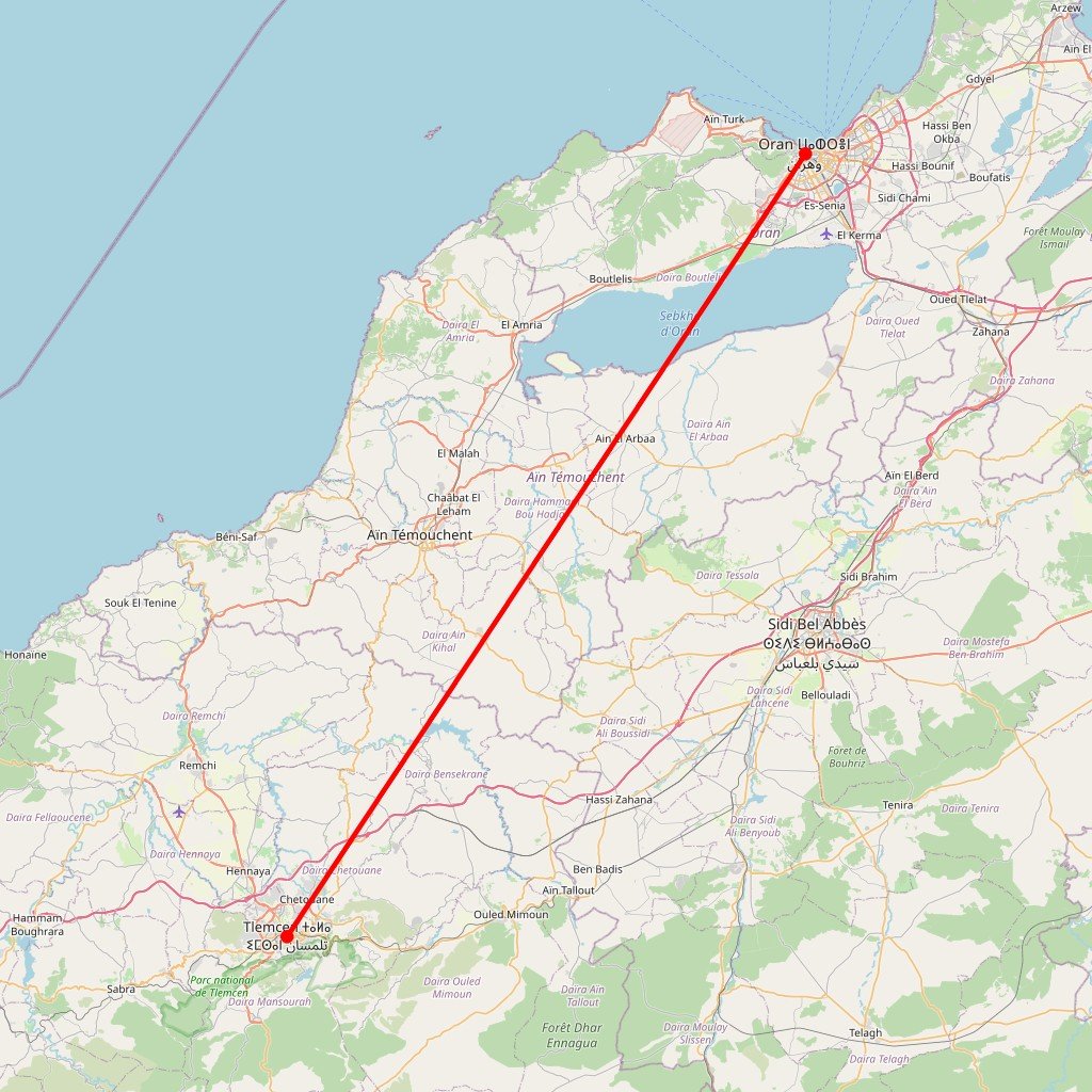 Voyage en Algérie d’Oran à Tlemcen : perles arabo-andalouses - Carte itinéraire