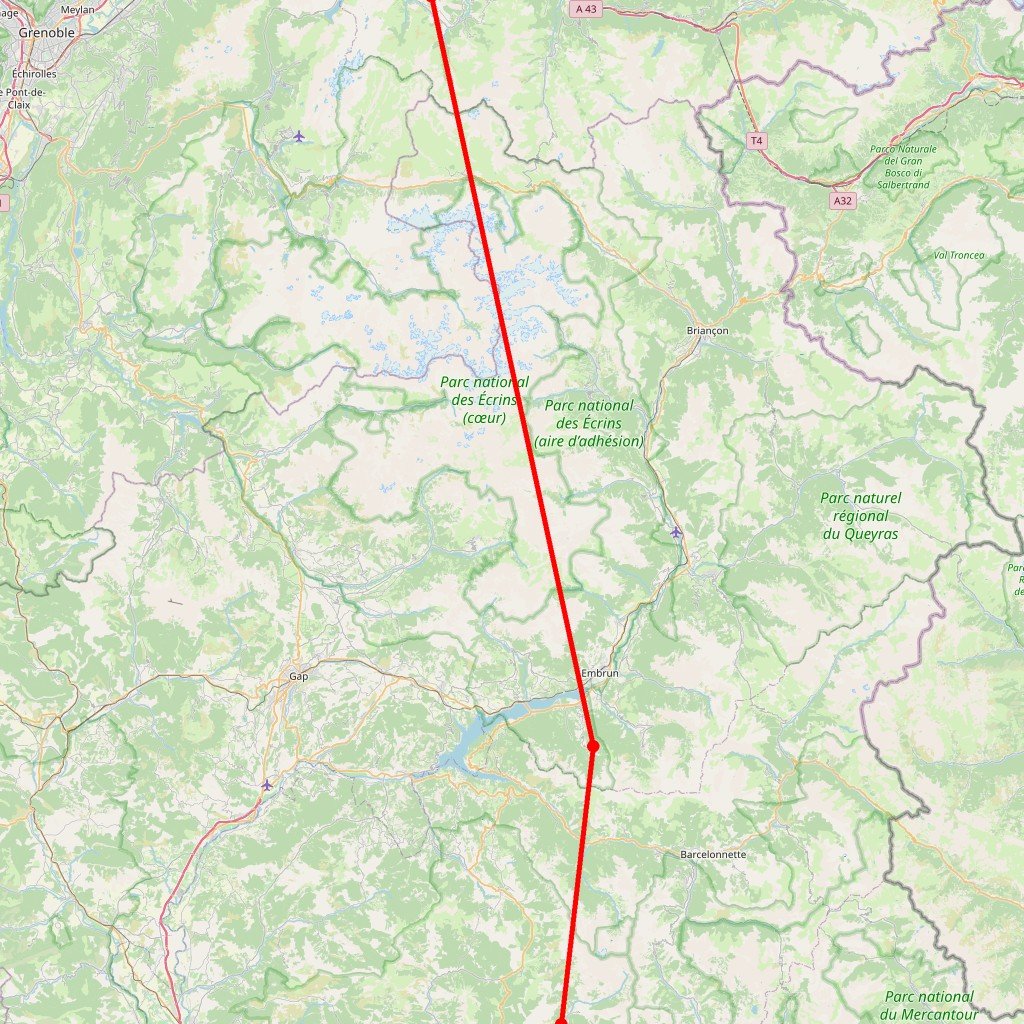 Carte de l'itinéraire du circuit Sur les traces de Davy Crockett en France