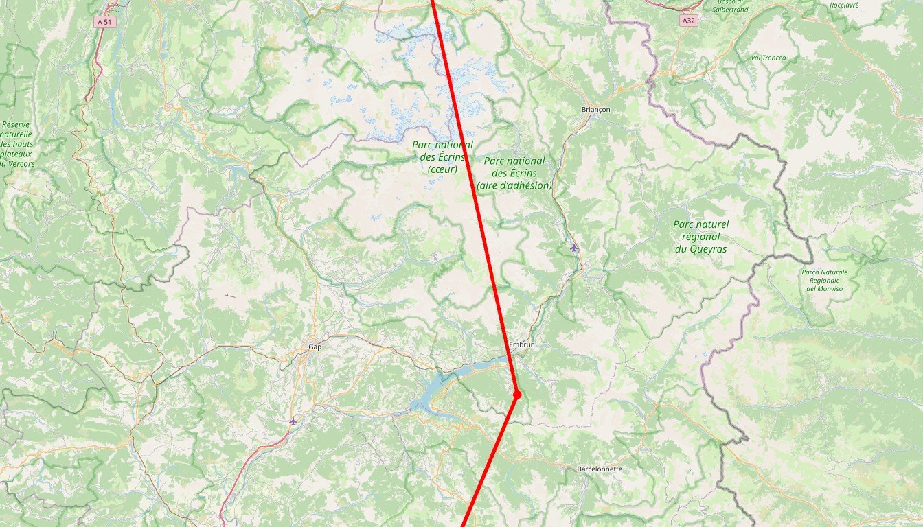 Carte de l'itinéraire du circuit Circuit Sur les traces de Davy Crockett en France