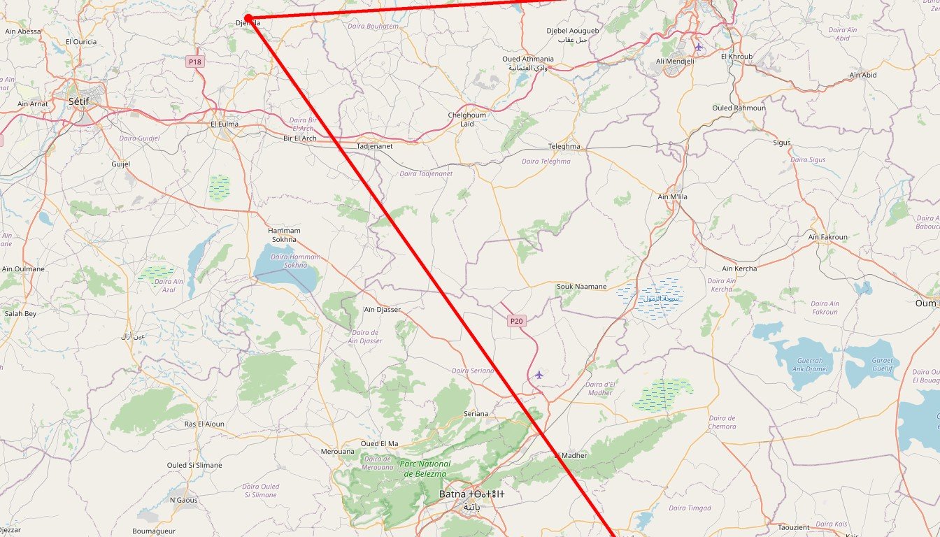 Constantine et ruines romaines Timgad, Djemila - Carte itinéraire