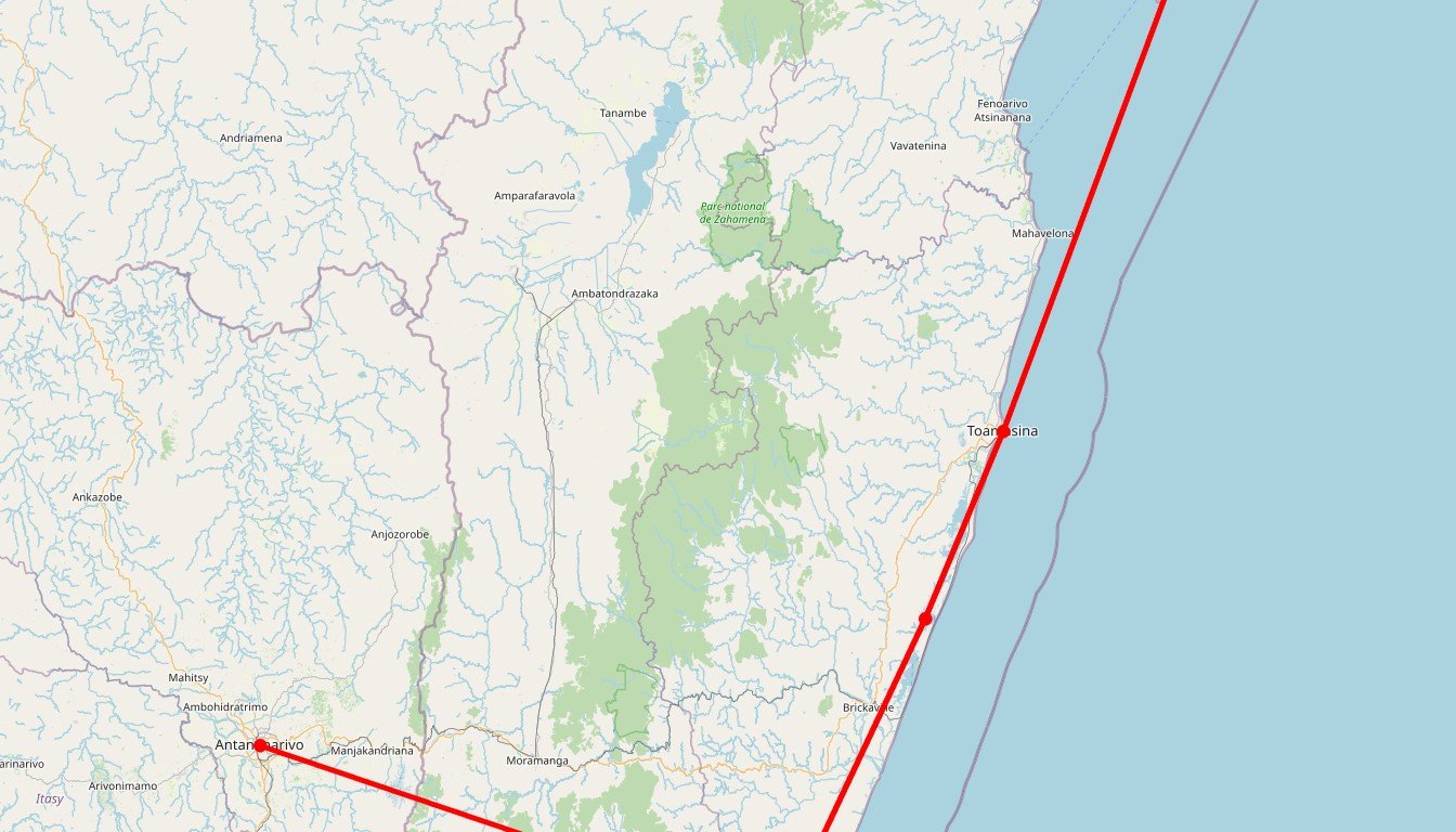 Carte de l'itinéraire du circuit Autotour Malgache : la liberté en 404 en Madagascar