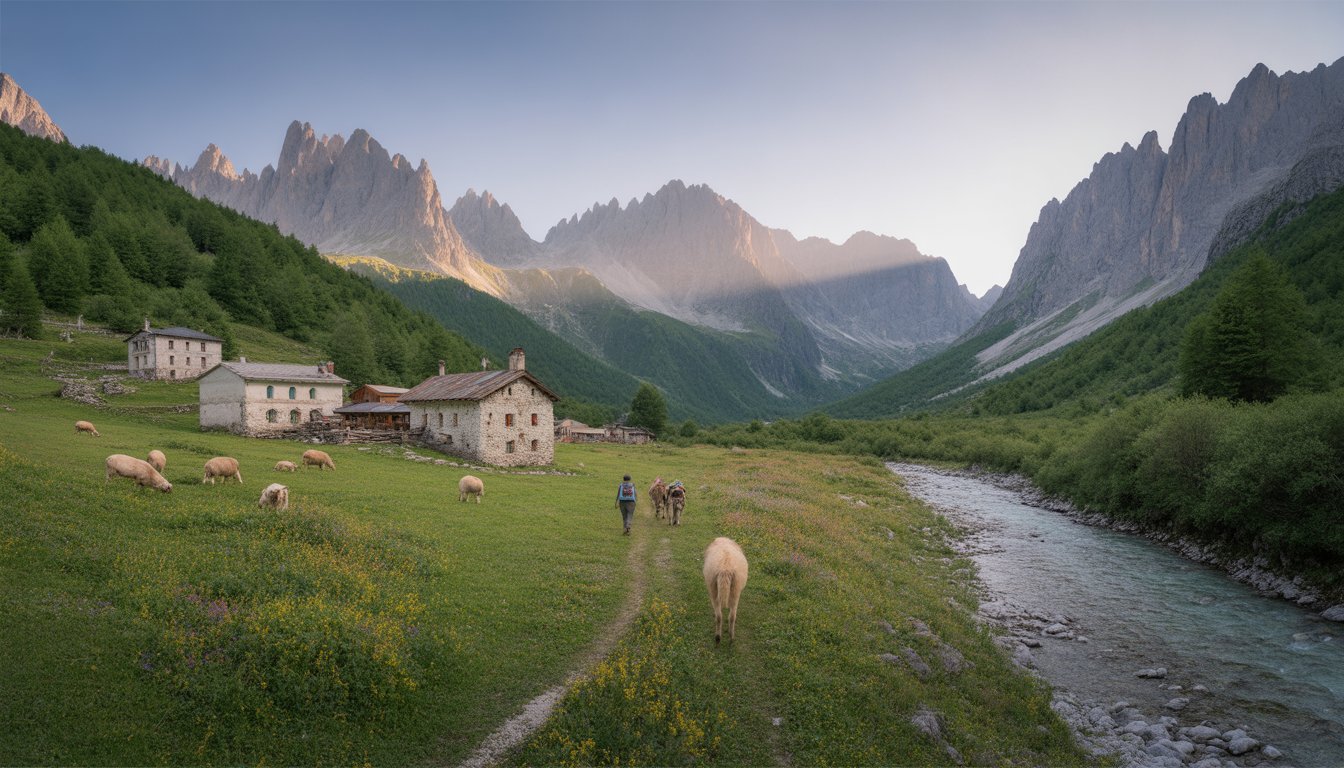 Circuit Randonnée dans les Alpes albanaises de Valbona à Theth en passant par le Lac de Koman et l'œil bleu en gites et guesthouses en Albanie - Photo paysage