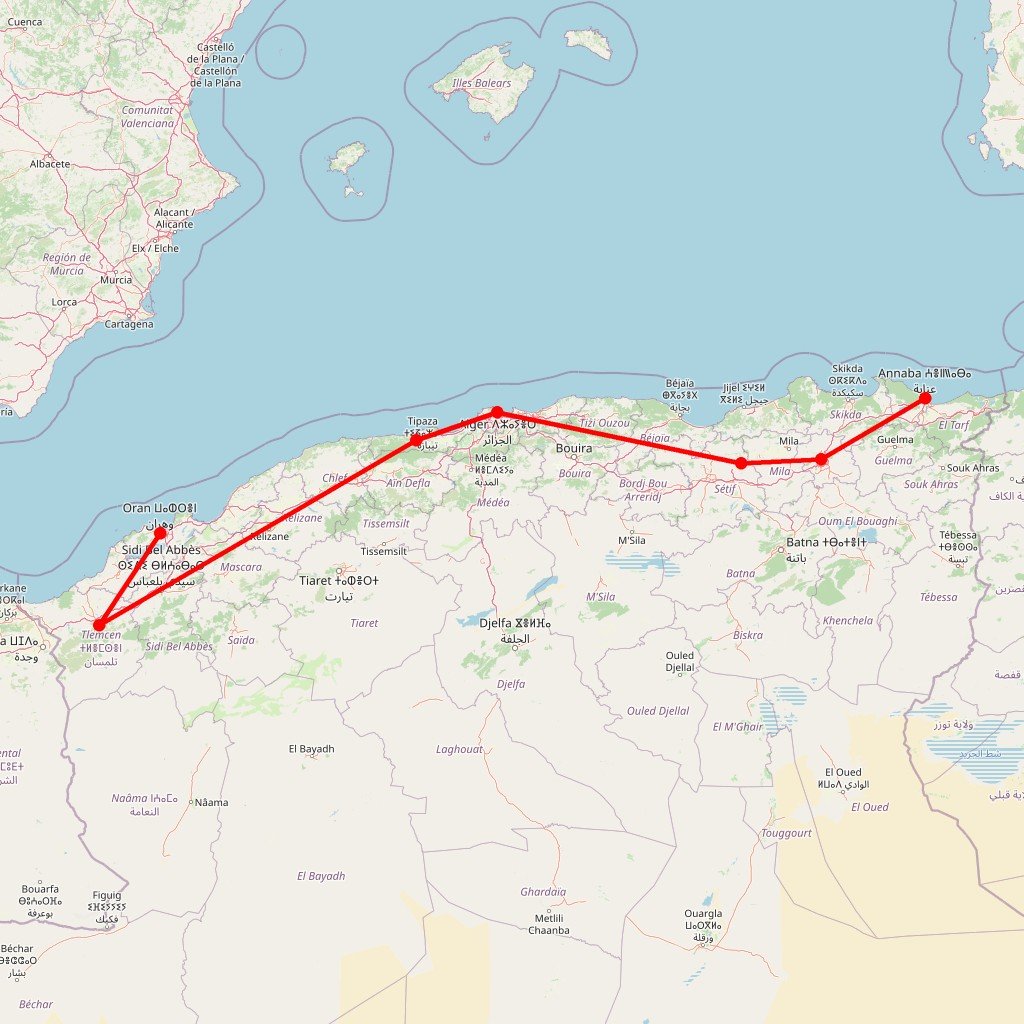 Road Trip sur la côte méditerranéenne d’ouest en est - Carte itinéraire