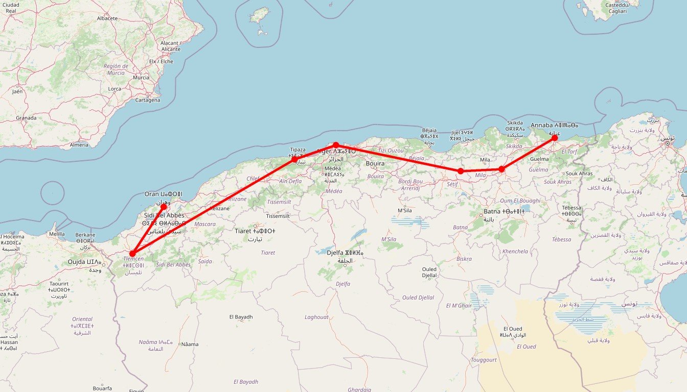 Road Trip sur la côte méditerranéenne d’ouest en est - Carte itinéraire