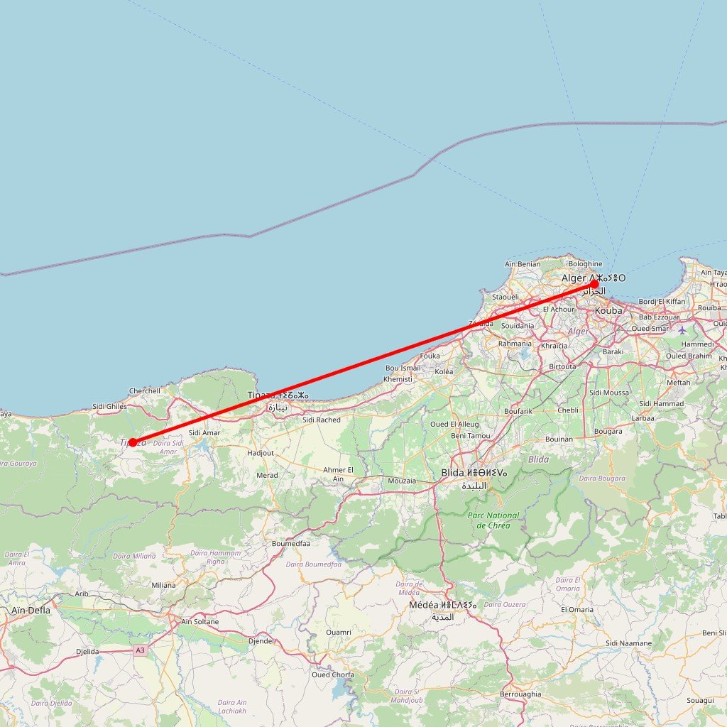 Alger la blanche, escale à Tipaza - Carte itinéraire