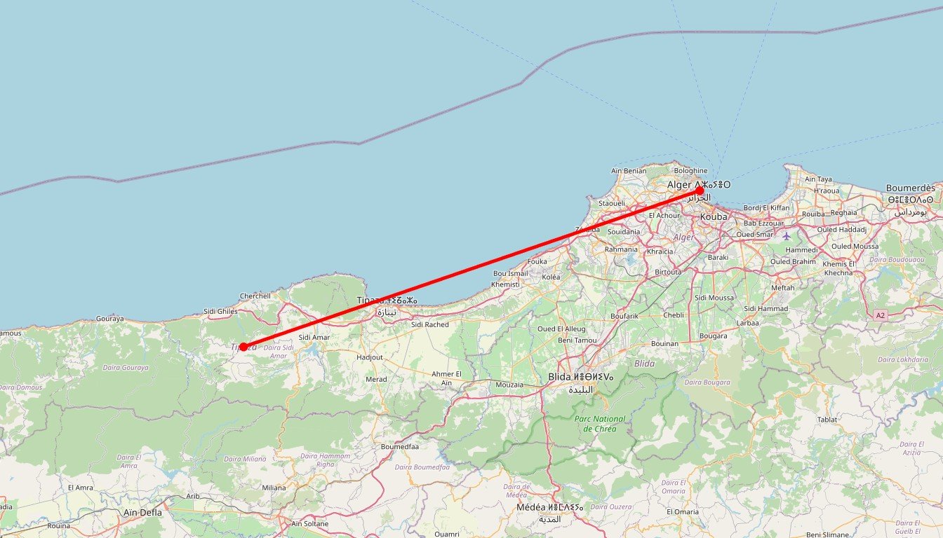 Alger la blanche, escale à Tipaza - Carte itinéraire