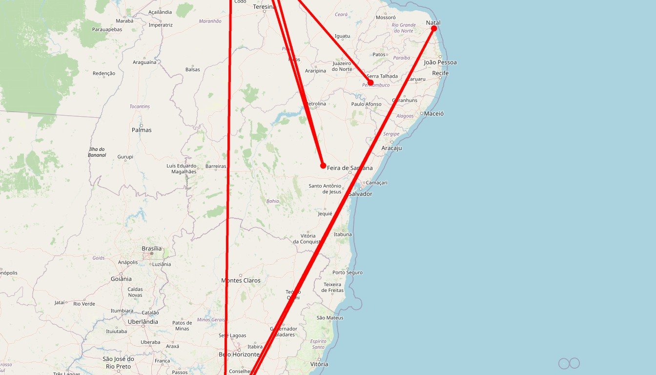 Carte de l'itinéraire du circuit Circuit Trek des pêcheurs Caiçaras et dunes des Lençóis Maranhenses : double immersion brésilienne en Brésil