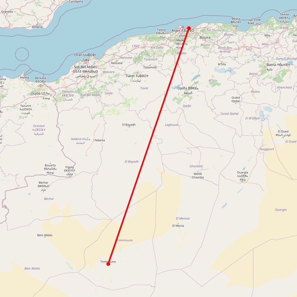 Timimoune : escale à l’oasis rouge - Carte itinéraire