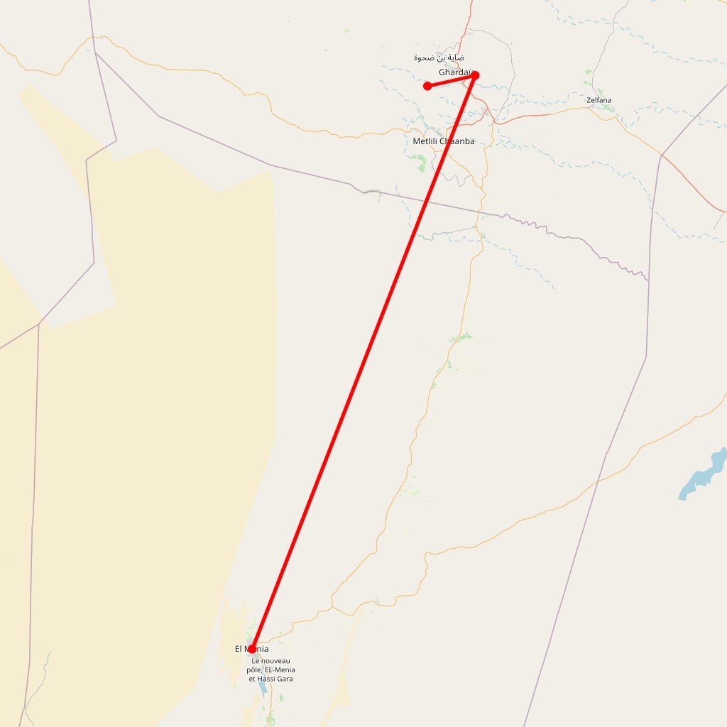 Ghardaïa et El Goléa : exploration des Trésors du Sud - Carte itinéraire