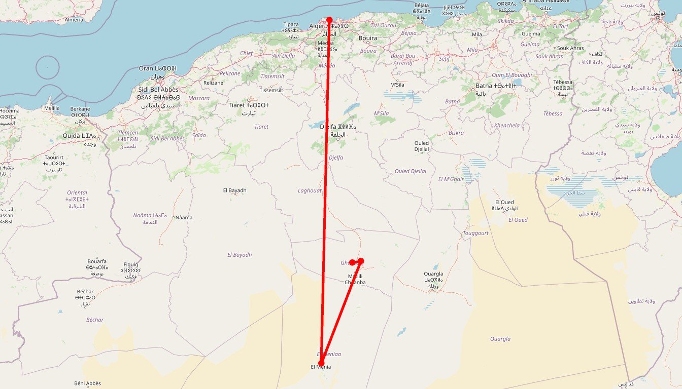 Ghardaïa et El Goléa : exploration des Trésors du Sud - Carte itinéraire