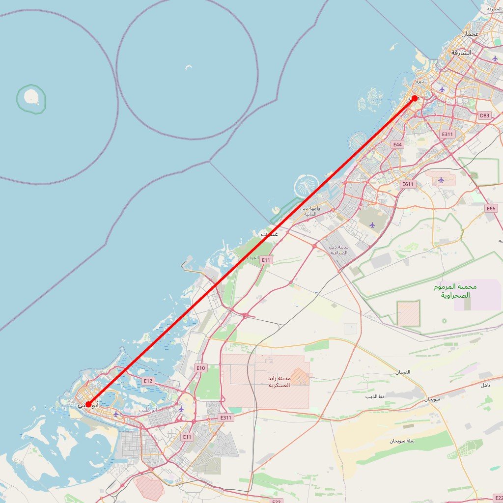 Carte de l'itinéraire du circuit Emirats Arabes Unis en Émirats Arabes Unis