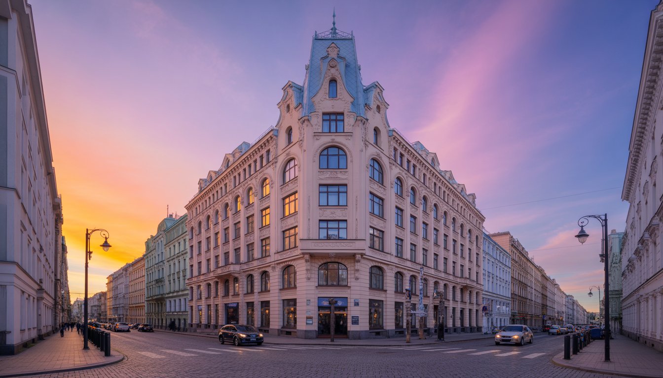 Quartier Art nouveau (Alberta iela, Riga) en Lettonie - Photo