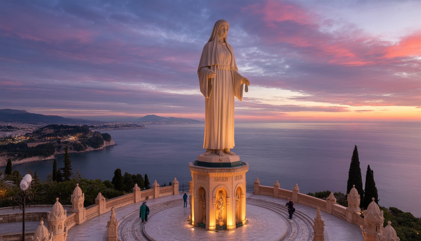 Harissa et la statue Notre-Dame du Liban en Liban - Photo