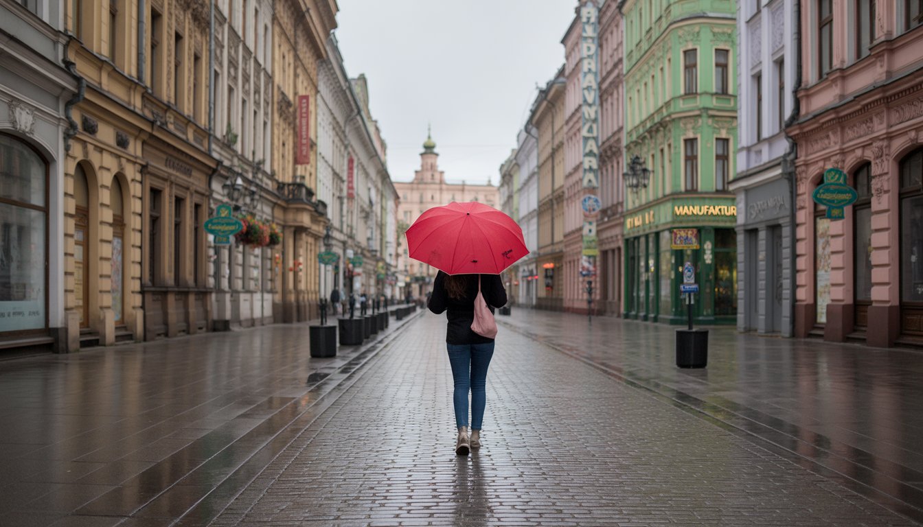 Łódź (rue Piotrkowska et Manufaktura) en Pologne - Photo