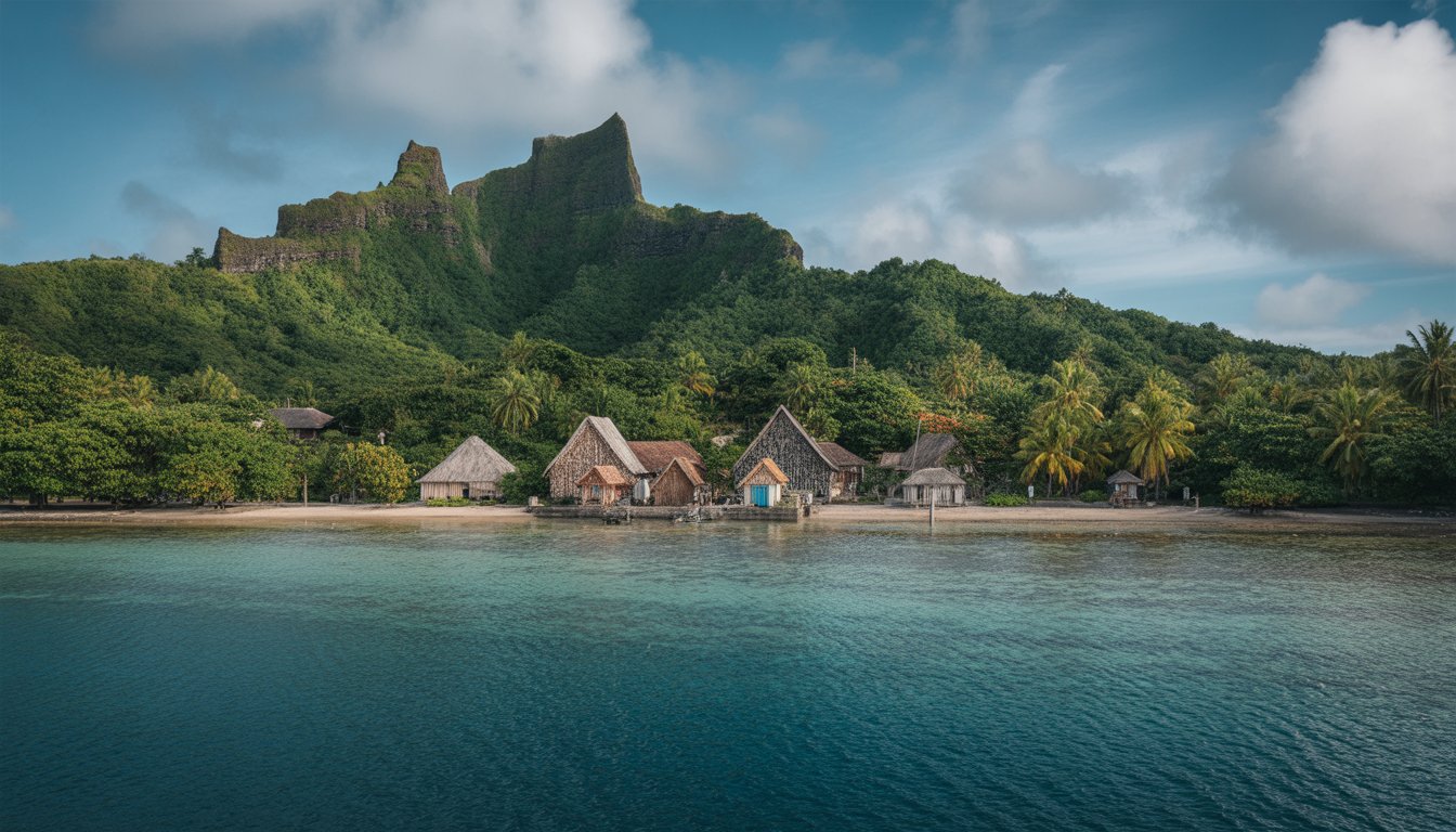 Huahine (marae et villages traditionnels) en Polynésie française - Photo
