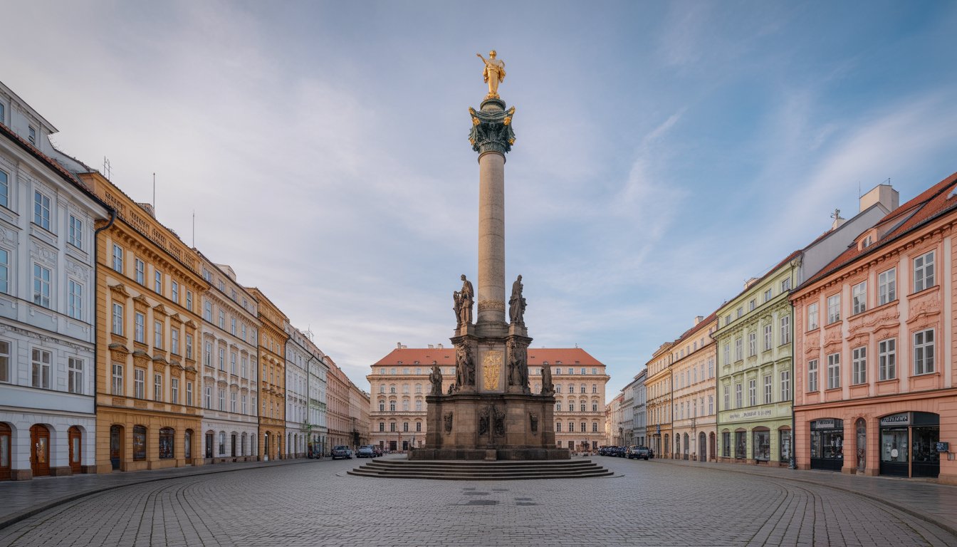 Olomouc et la colonne de la Sainte-Trinité en République Tchèque - Photo