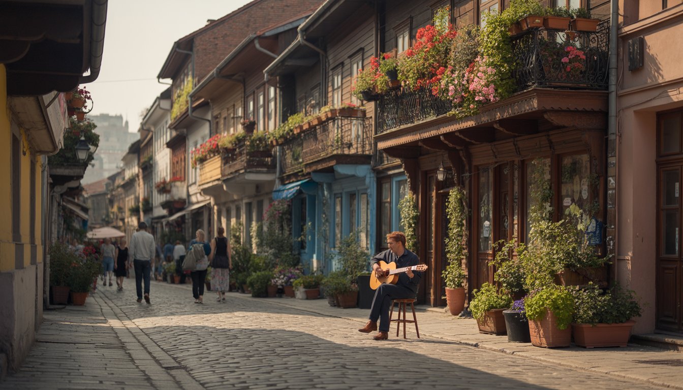 Skadarlija (quartier bohème de Belgrade) en Serbie - Photo