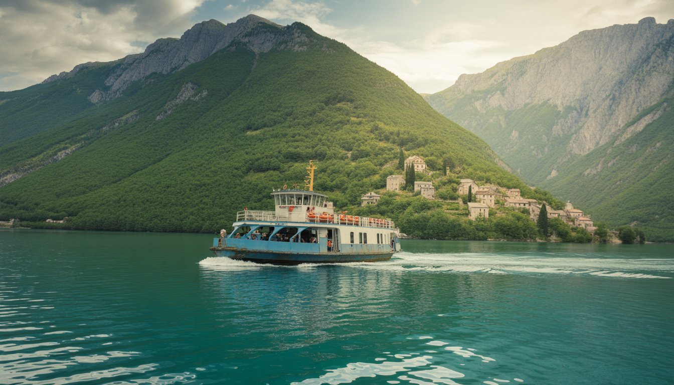 Lac de Koman (ferry) en Albanie - Photo
