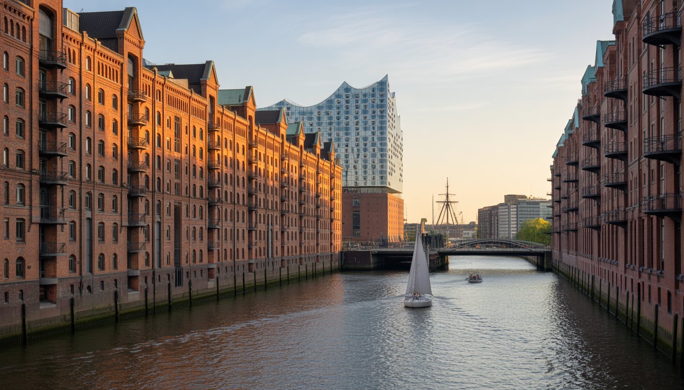 Speicherstadt et Elbphilharmonie (Hambourg) en Allemagne - Photo