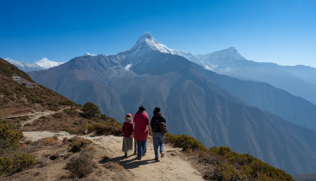 Chele La Pass et vue sur le Jomolhari en Bhoutan - Photo