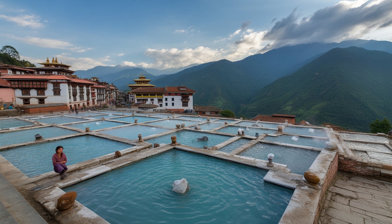 Sources chaudes traditionnelles et bains de pierre (Punakha et autres) en Bhoutan - Photo