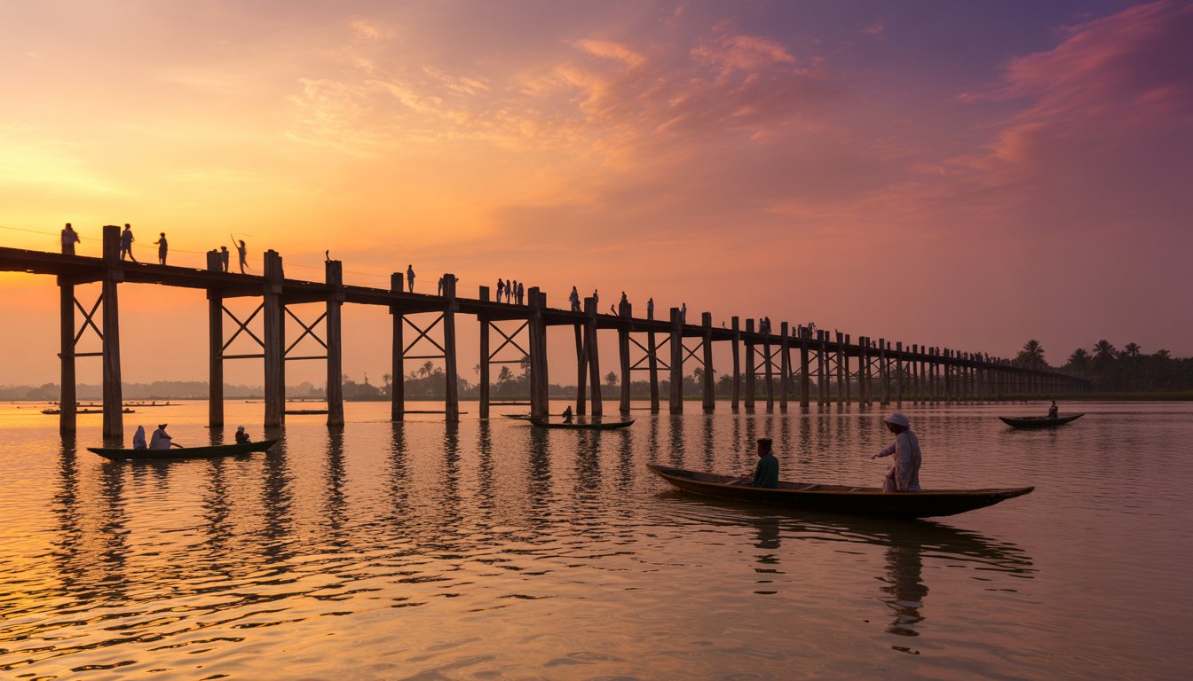Pont U Bein (Amarapura) en Birmanie - Photo