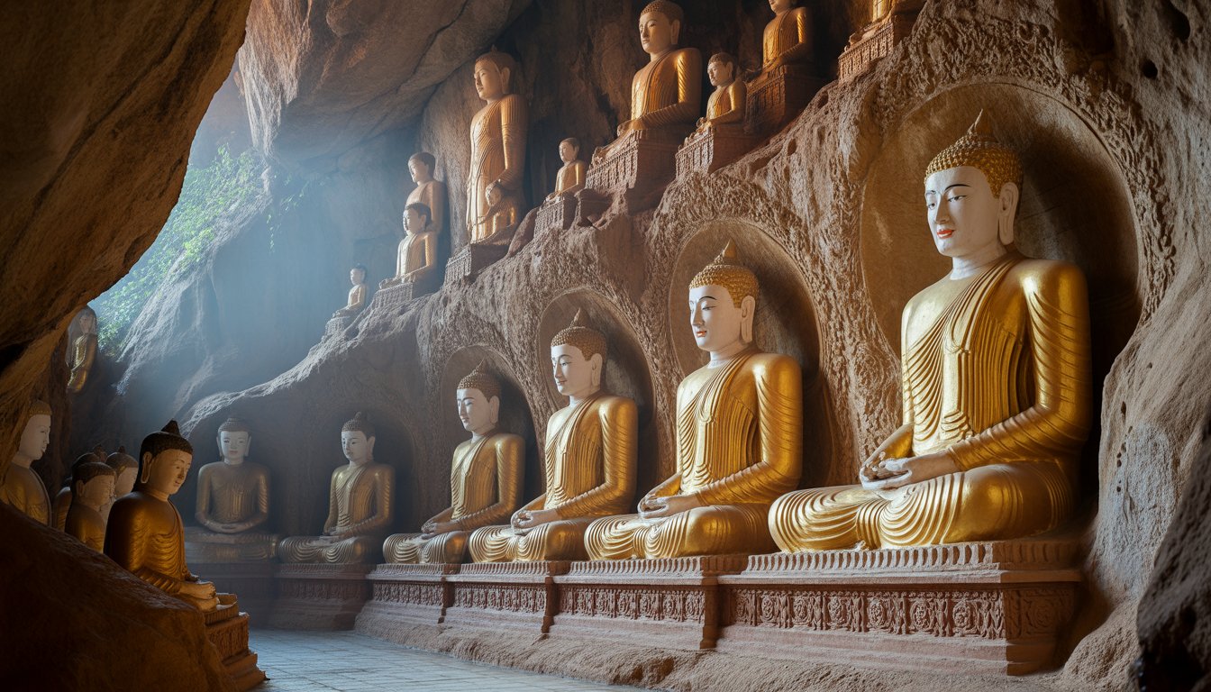 Grottes de Pindaya en Birmanie - Photo