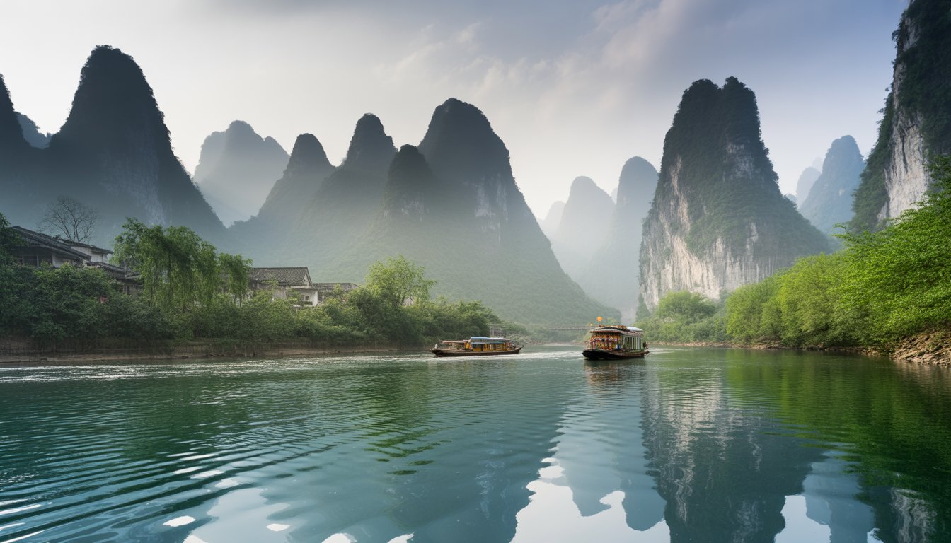 Rivière Li et paysage Guilin–Yangshuo en Chine - Photo