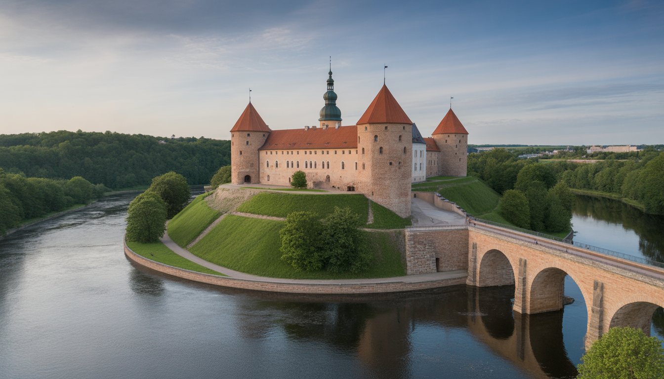 Narva et le château d'Hermann en Estonie - Photo