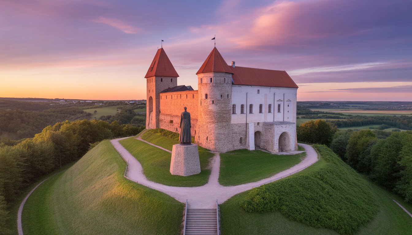 Château de Rakvere et la statue du Tarvas en Estonie - Photo